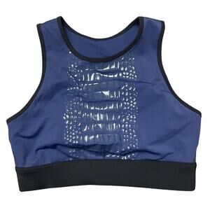 Nikkib Women's Blue Athletic Sports Bra Crocodile Print Size M‎ Medium